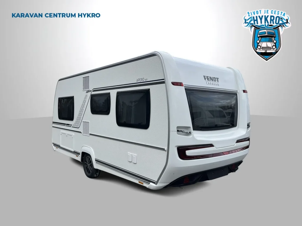 Karavan Fendt Apero 465, moderní a prostorný přívěs ideální pro pohodlné cestování.